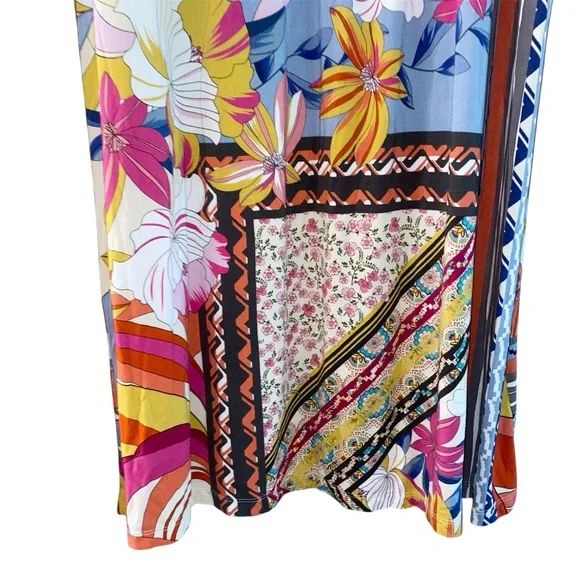 Johnny Was Rachel May Easy Fit Tank Dress XL Mixed Print Patchwork Midi Length - Picture 7 of 16